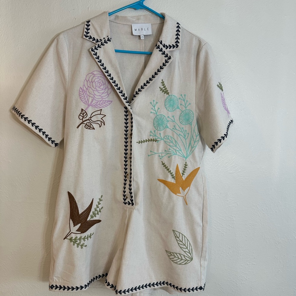 Embroidered Short Sleeve Romper